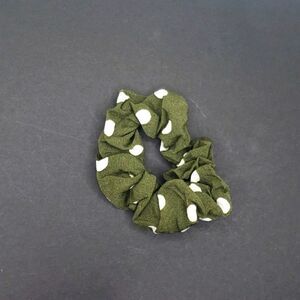 Green chiffon scrunchie with polka-dot